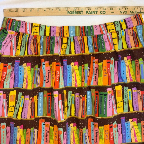 ModCloth Bookshelf Print A-line Skirt Womens 2X Retro Pockets Multicolor - Picture 8 of 10